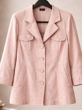 Kello Blush Pink Tailored Button-Front Blazer Jacket